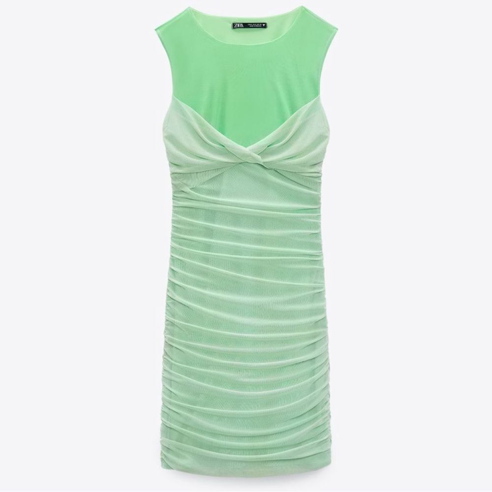 - Zara Green Mini Tulle Dress(Size XL) - Picture 3 of 5